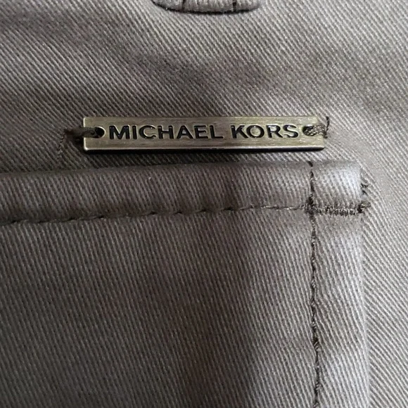 Michael Kors Olive Green Gold Zipper Cuff Pants Size 6 - Picture 6 of 16